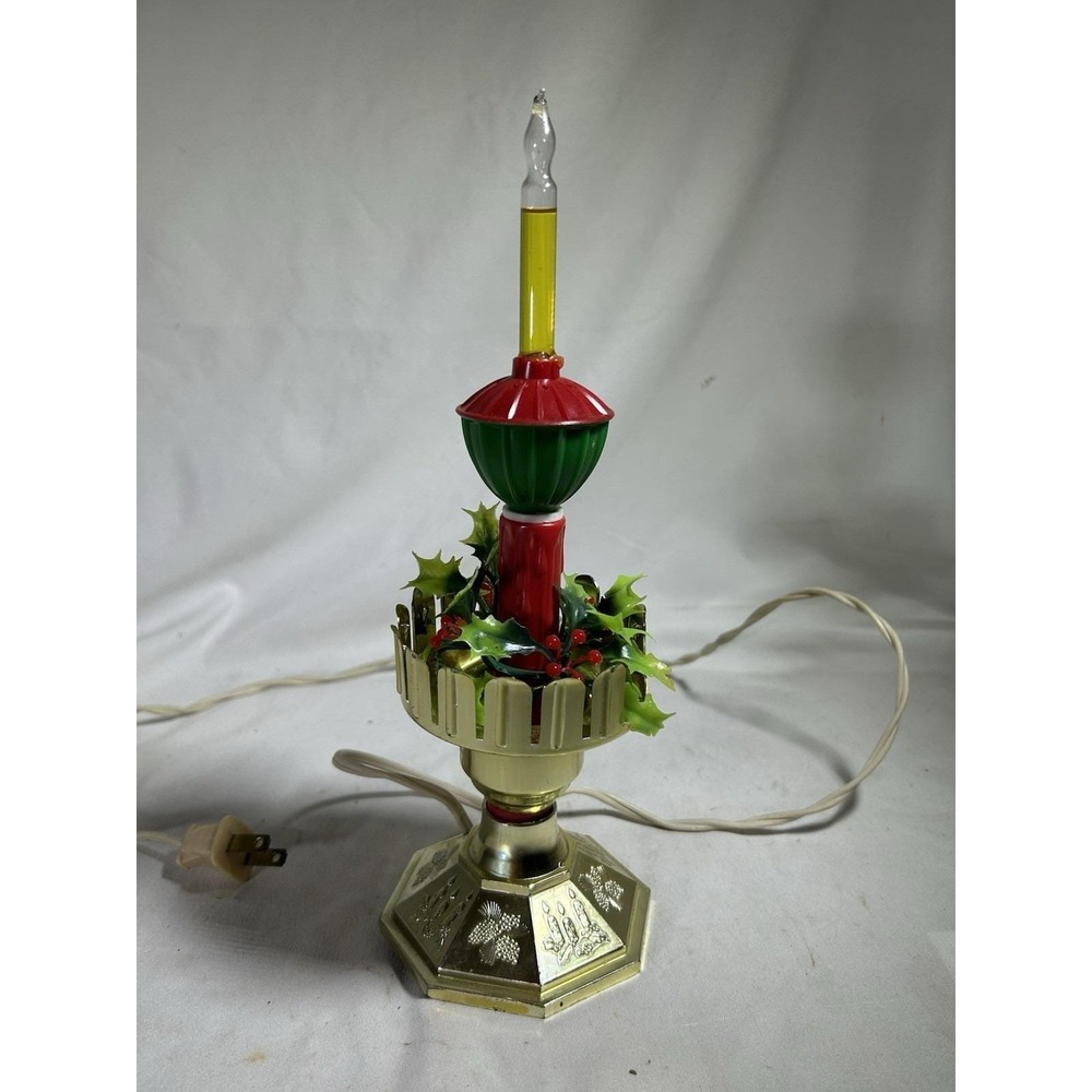 Vintage Christmas Candle Light Decor Floral Decor 6" Tall  Holiday Season